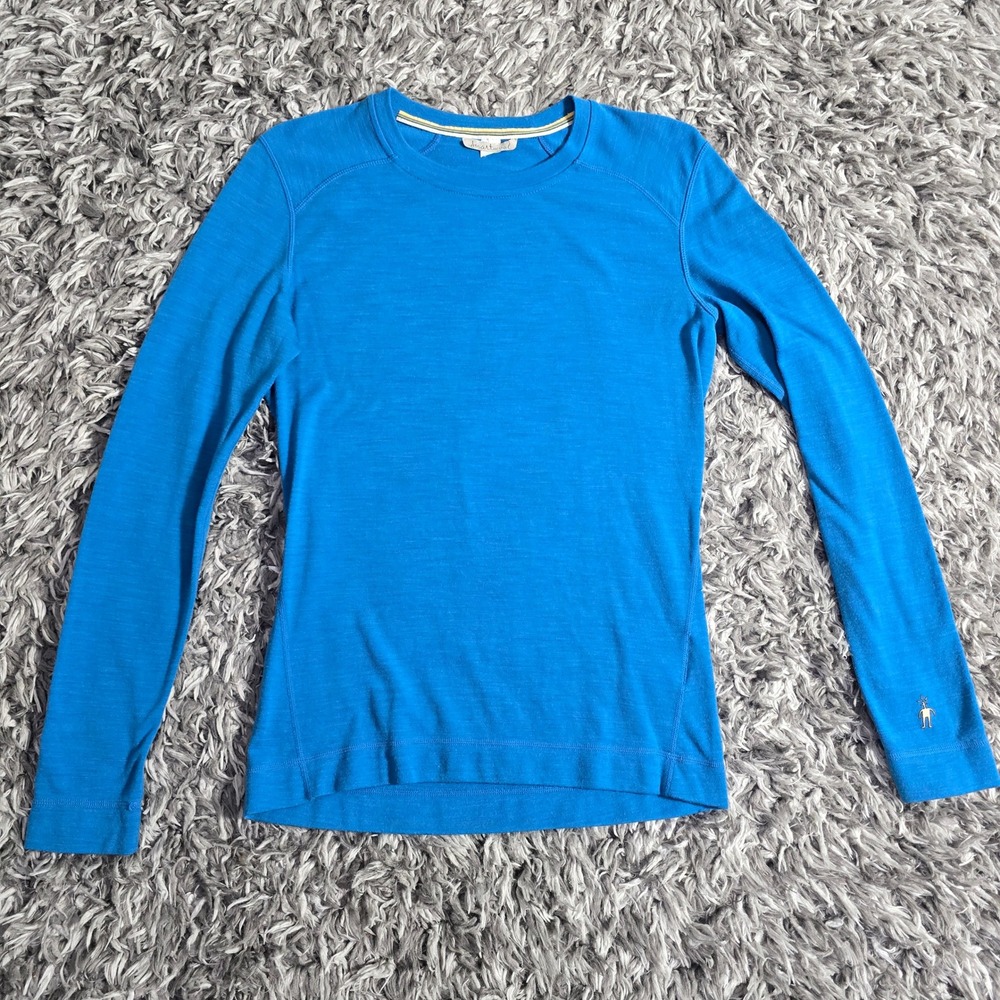 Smartwool Mens 100% Merino Wool Long Sleeve Base Layer Top Blue RN116388